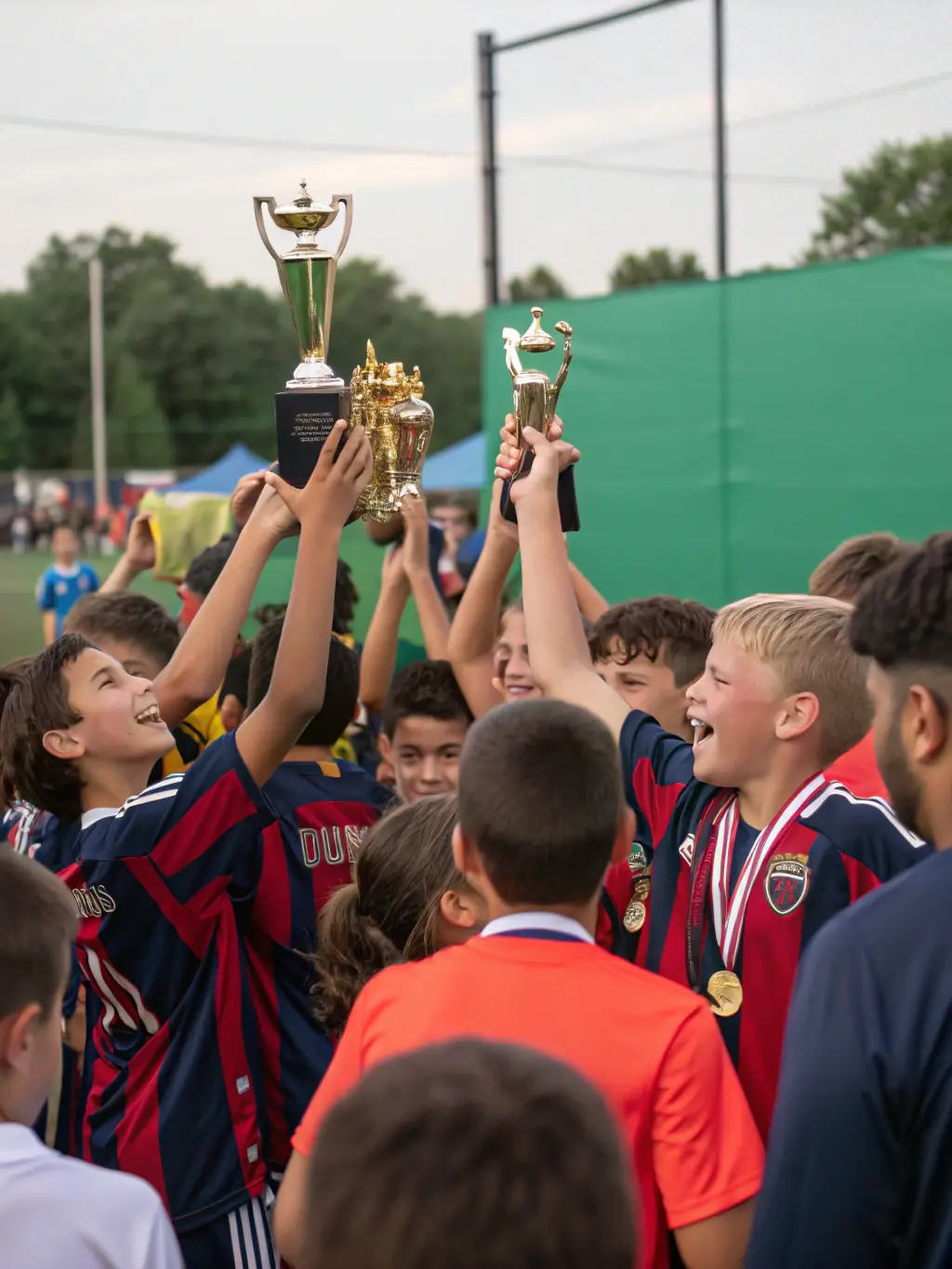 A photograph of a local sports team sponsored by the Foyer Rural, posing proudly in their uniforms after a game, demonstrating the organization's support for youth sports and healthy lifestyles.
